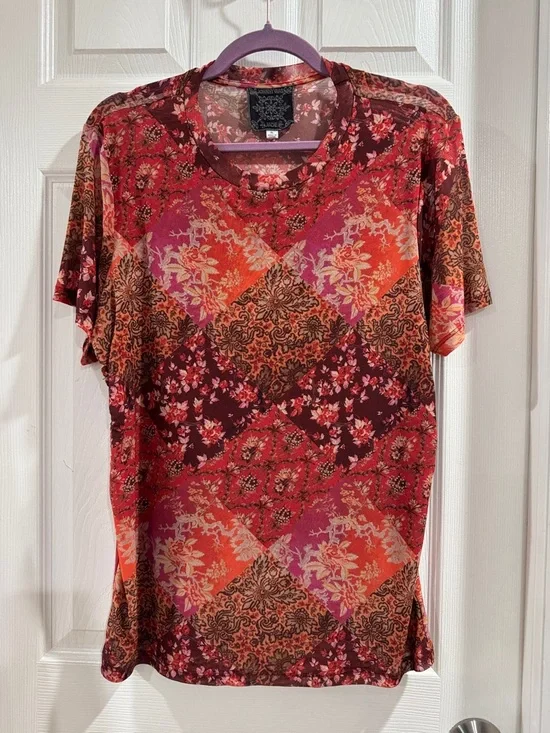 Johnny Was Eleanor Short Sleeve Mesh Tee - Picture 4 of 8